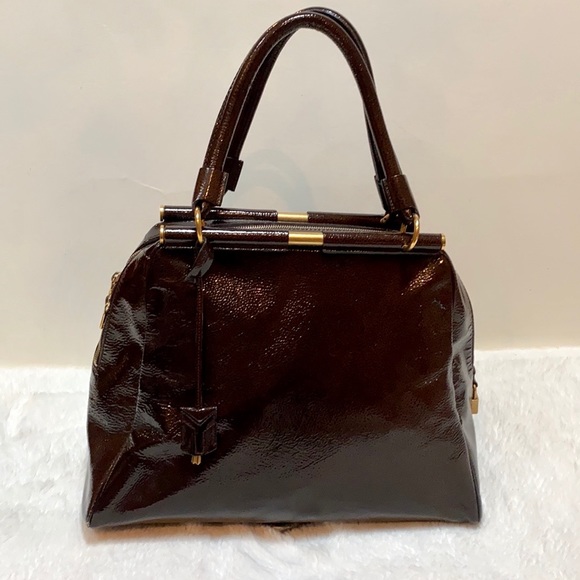 Yves Saint Laurent Majorelle Patent Leather Bag chocolate brown color - Picture 3 of 16